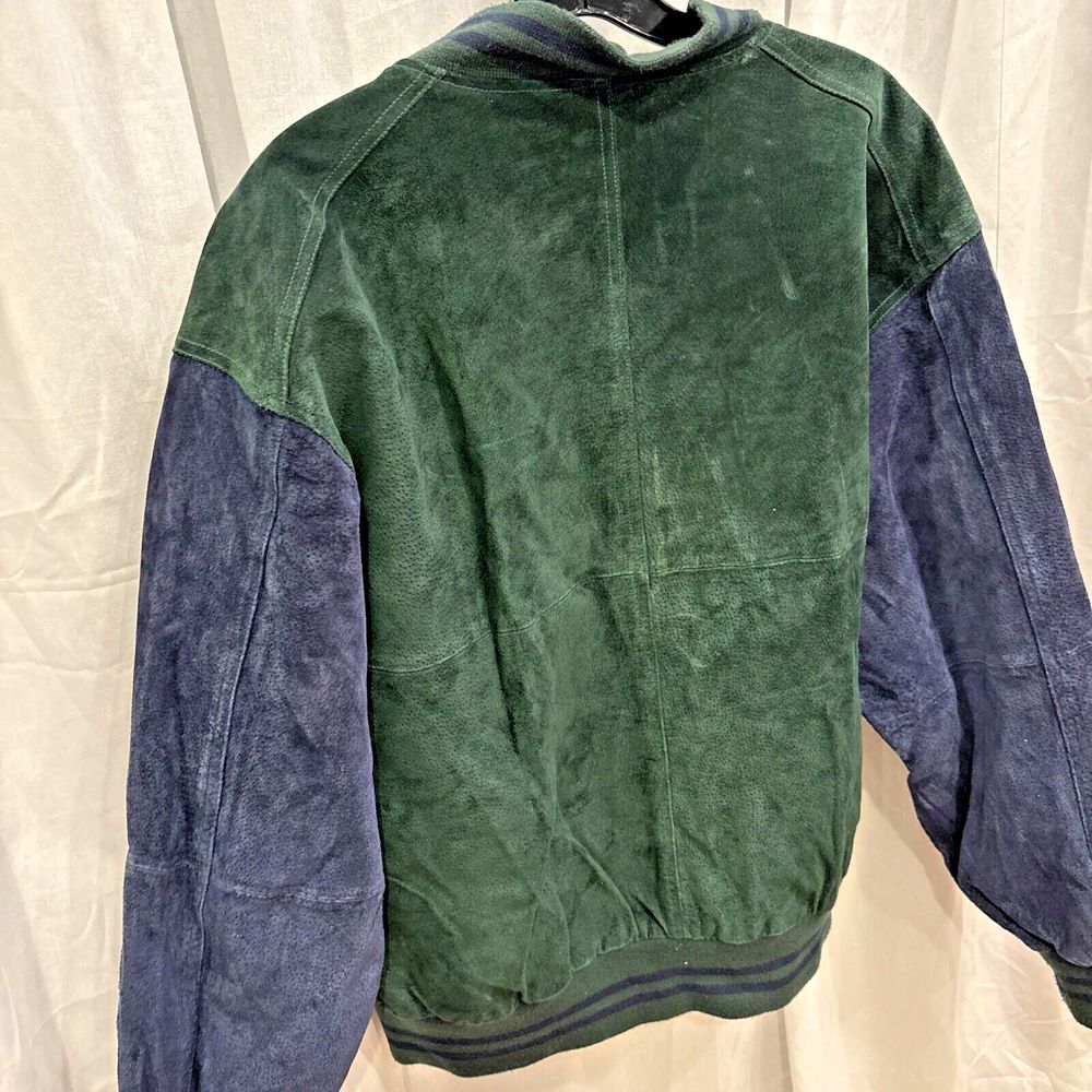 Free Country Suede Leather Bomber Jacket Mens Medium‎ Varsity Letterman Vtg Blue - Picture 5 of 5